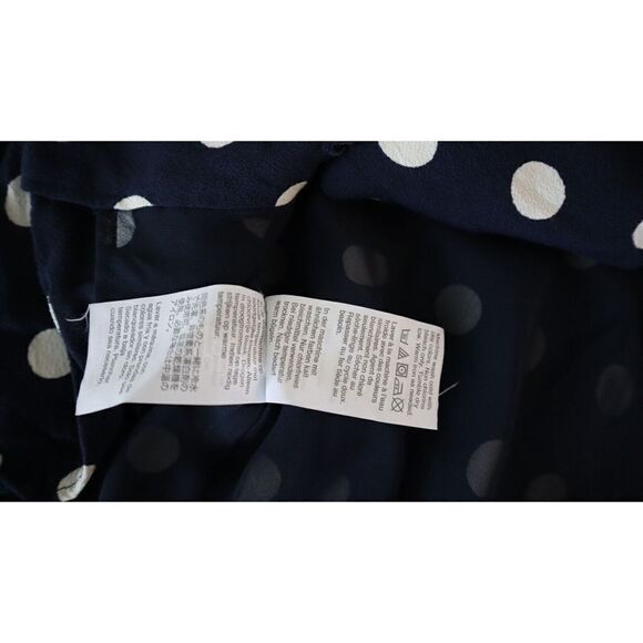 J.Crew L1742 Women's Sz 6 Navy Blue/White Polka Dot Long Sleeve Peplum Blouse - Picture 4 of 6